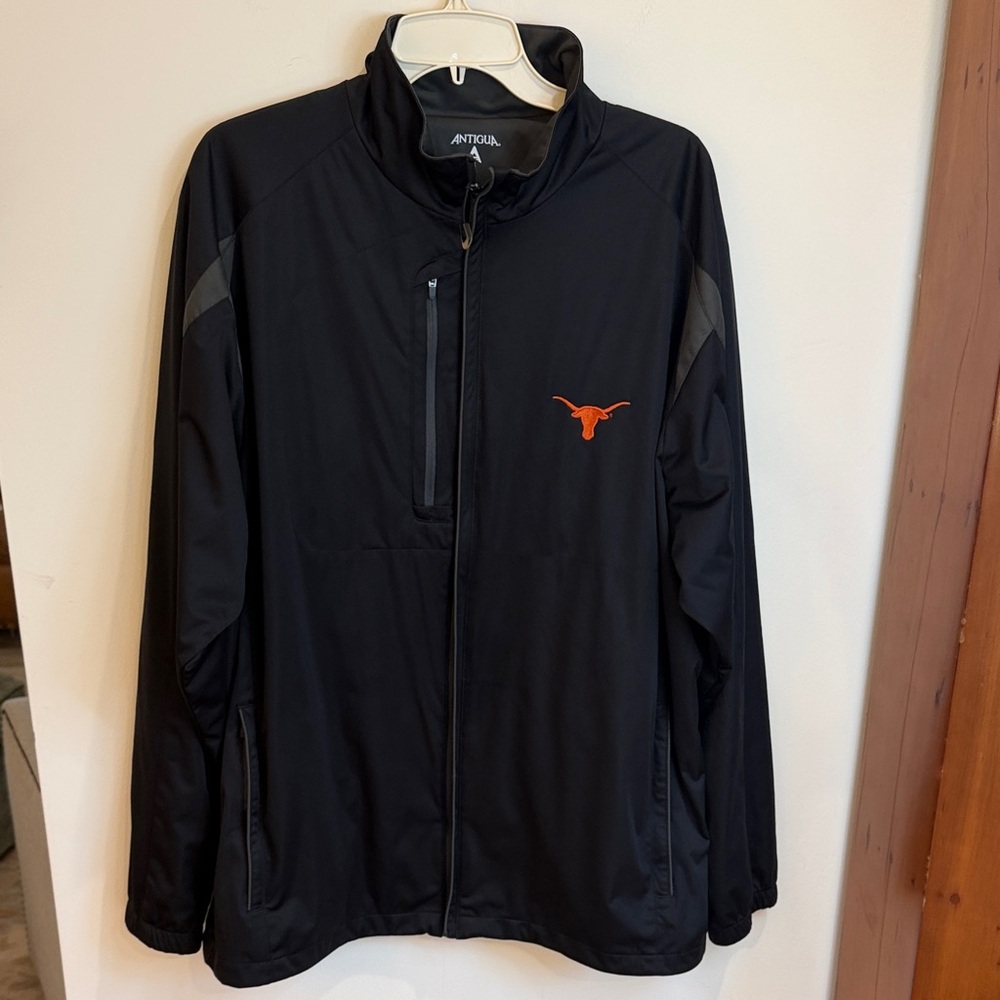 Texas Longhorns Antigua Black Lightweight Zip Jacket w/Orange Longhorn Logo, XL